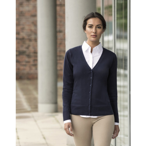 715F Russell Ladies V-Neck Knitted Cardigan