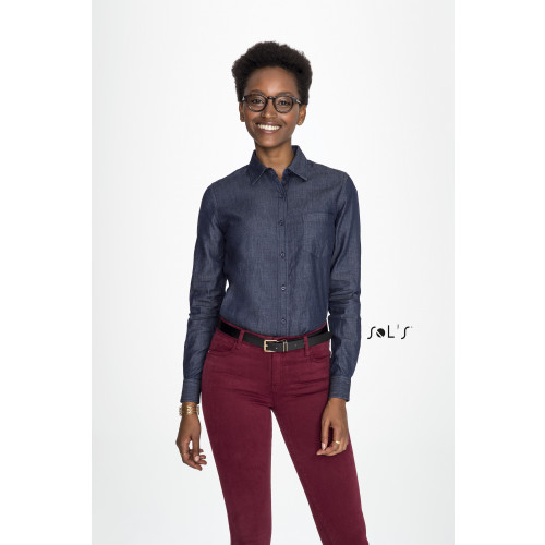 Design by Olivia Women's Classic Short Sleeve Button Down Denim Chambray  Shirt Dark Denim S at Amazon Women's Clothing store