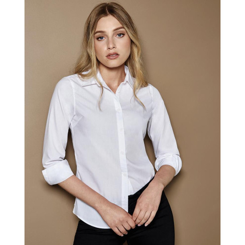 KK242 LADIES TAILORED FIT POPLIN L\SLEEVE SHIRT