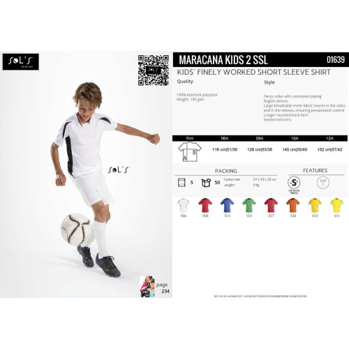 MARACANA KIDS 2 SSL ROYAL BLUE/WHITE 06Y