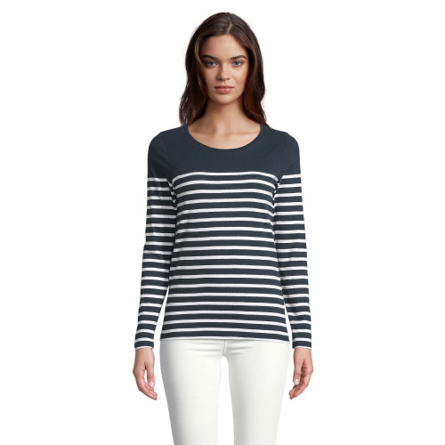 MATELOT WOMEN'S LONG SLEEVE STRIPED T-SHIRT FRENCH MARINE/BLANC S